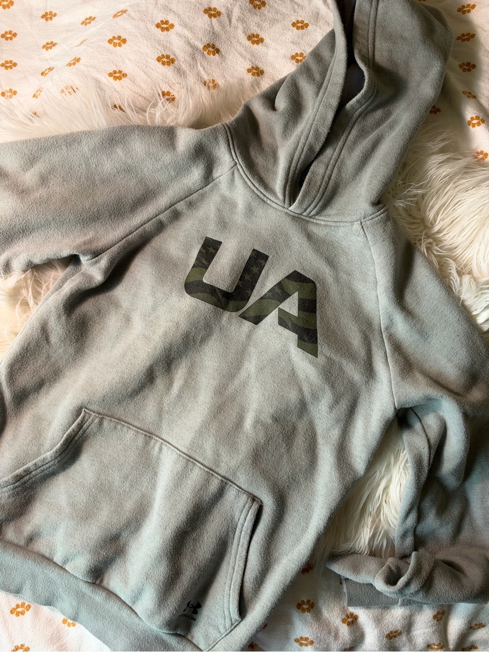 Under Armour Kids Green-Gray Hooded Sweatshirt with UA Logo